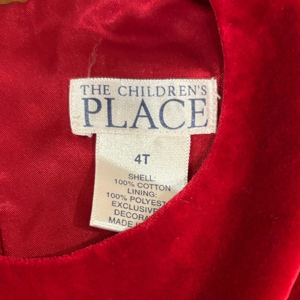 The Children's Place Red Floral Velvet Cotton Girls Dress‎ - Picture 2 of 9